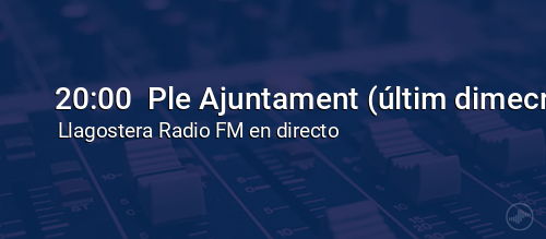 20:00  Ple Ajuntament (últim dimecres de mes - sessió ordinària)